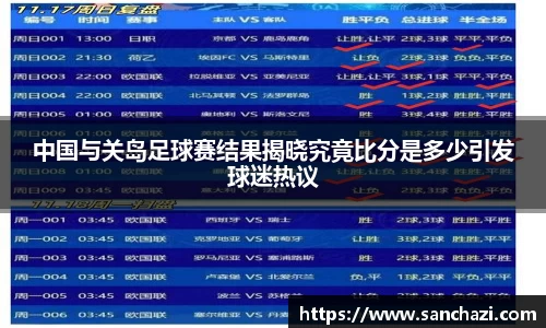 中国与关岛足球赛结果揭晓究竟比分是多少引发球迷热议
